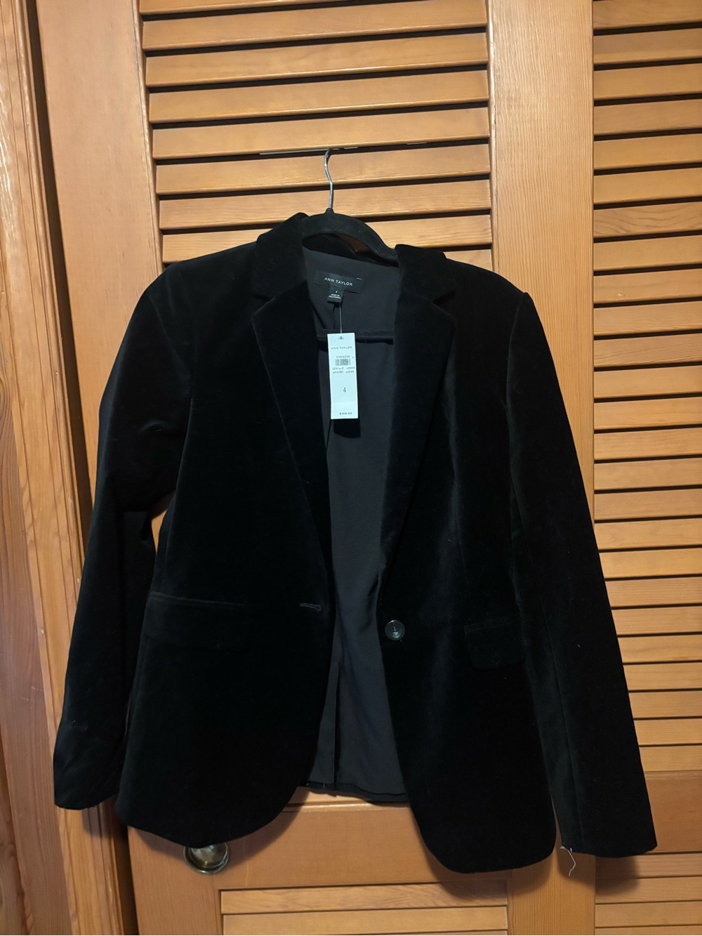 Ann Taylor Black Velvet Single-Button Blazer
